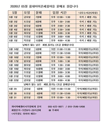 2026년 05월 물때표입니다.
